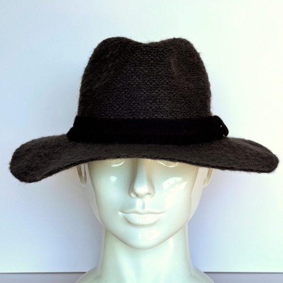 JUNE 21 Fedora Hat OS Charcoal Sweater Knit Pinched Crown Packable Casual - Picture 7 of 14